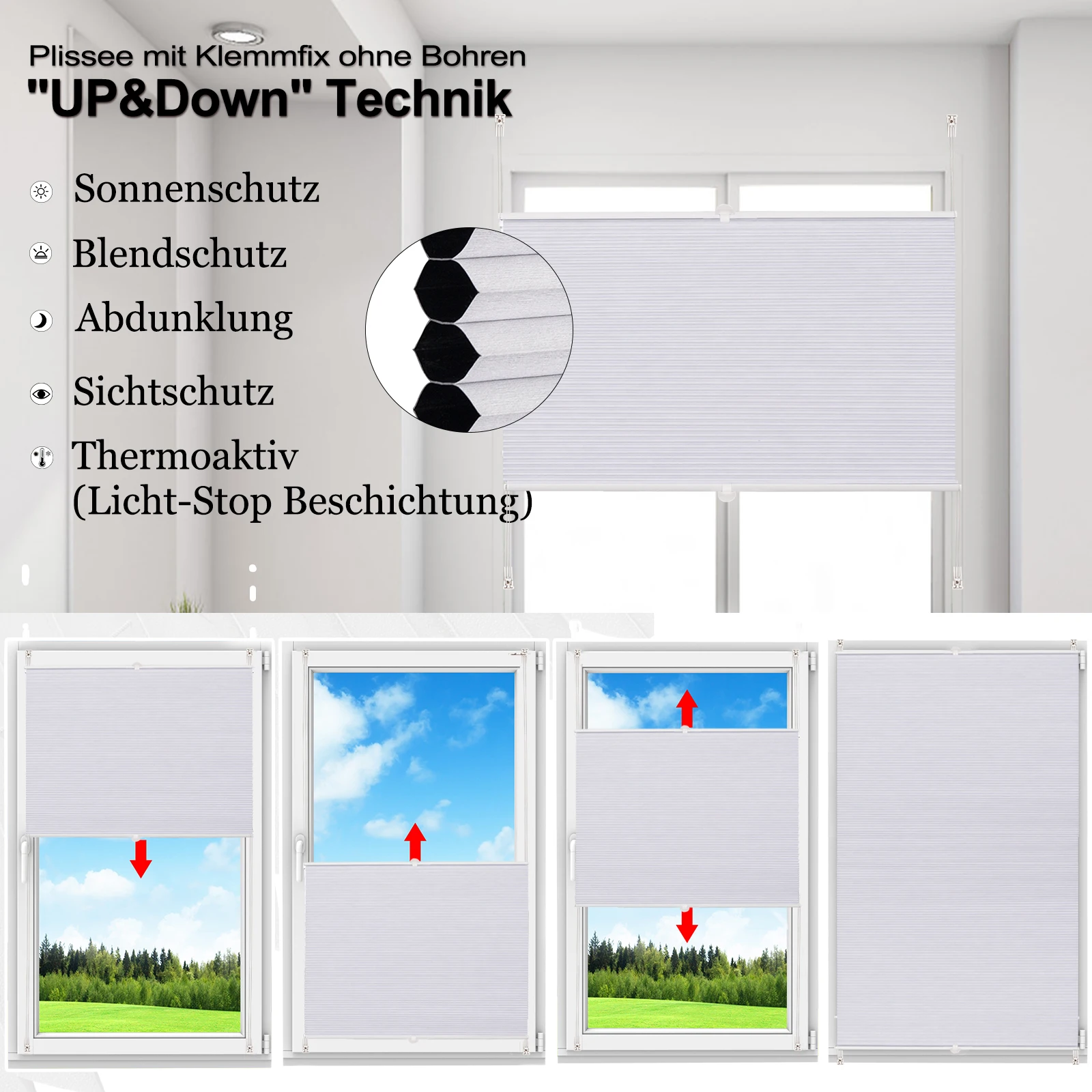مكافحة ظلال الشمسية مصاريع العسل مطوي أعمى دون الحفر مع حامل قصاصة لأبواب النافذة غرفة المعيشة ديكور غرفة نوم