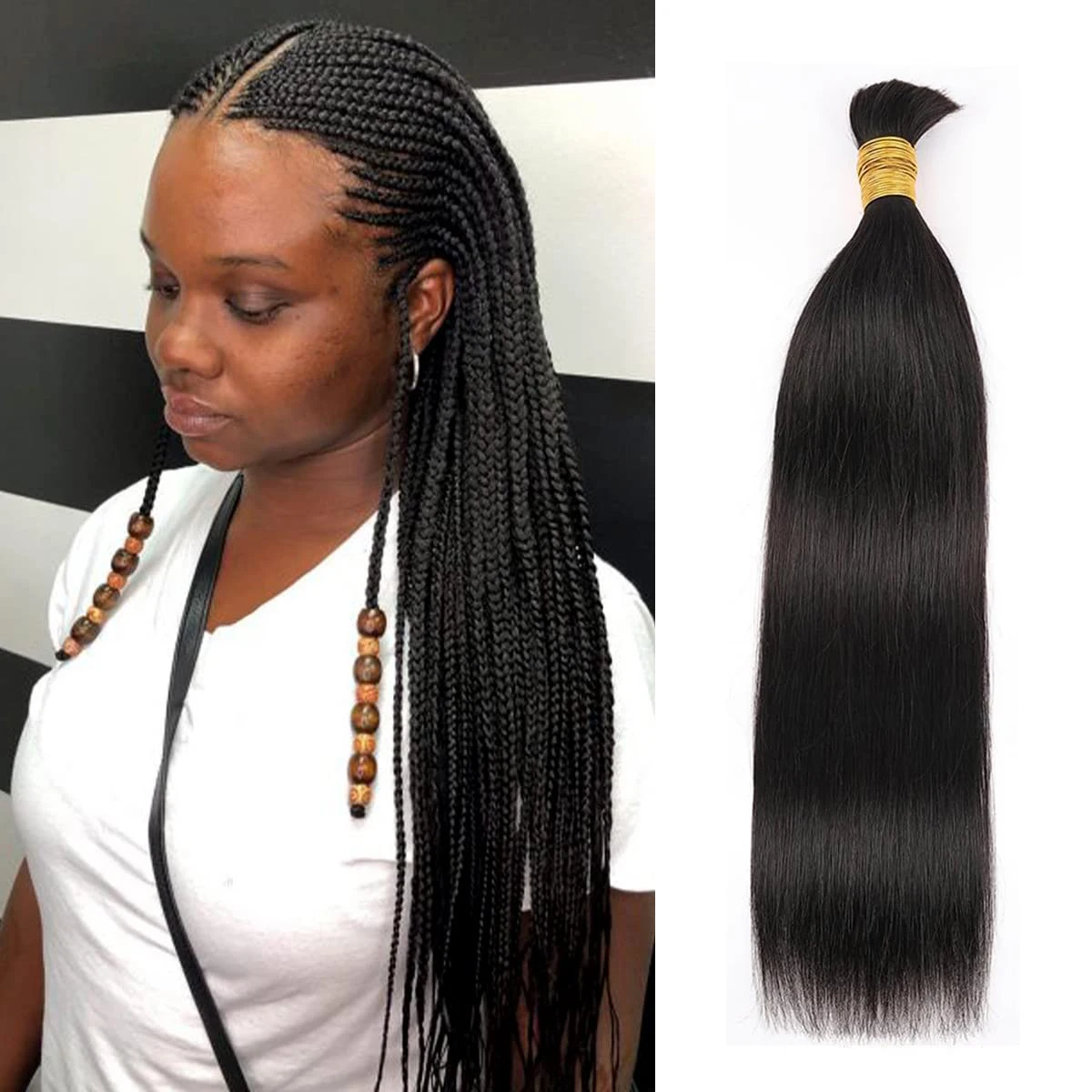 

Brazilian 100% Human Hair Straight Human Hair Bulk 1/2/3 Braiding Hair For Boho Braids No Weft Remy Human Hair Braids Extensions