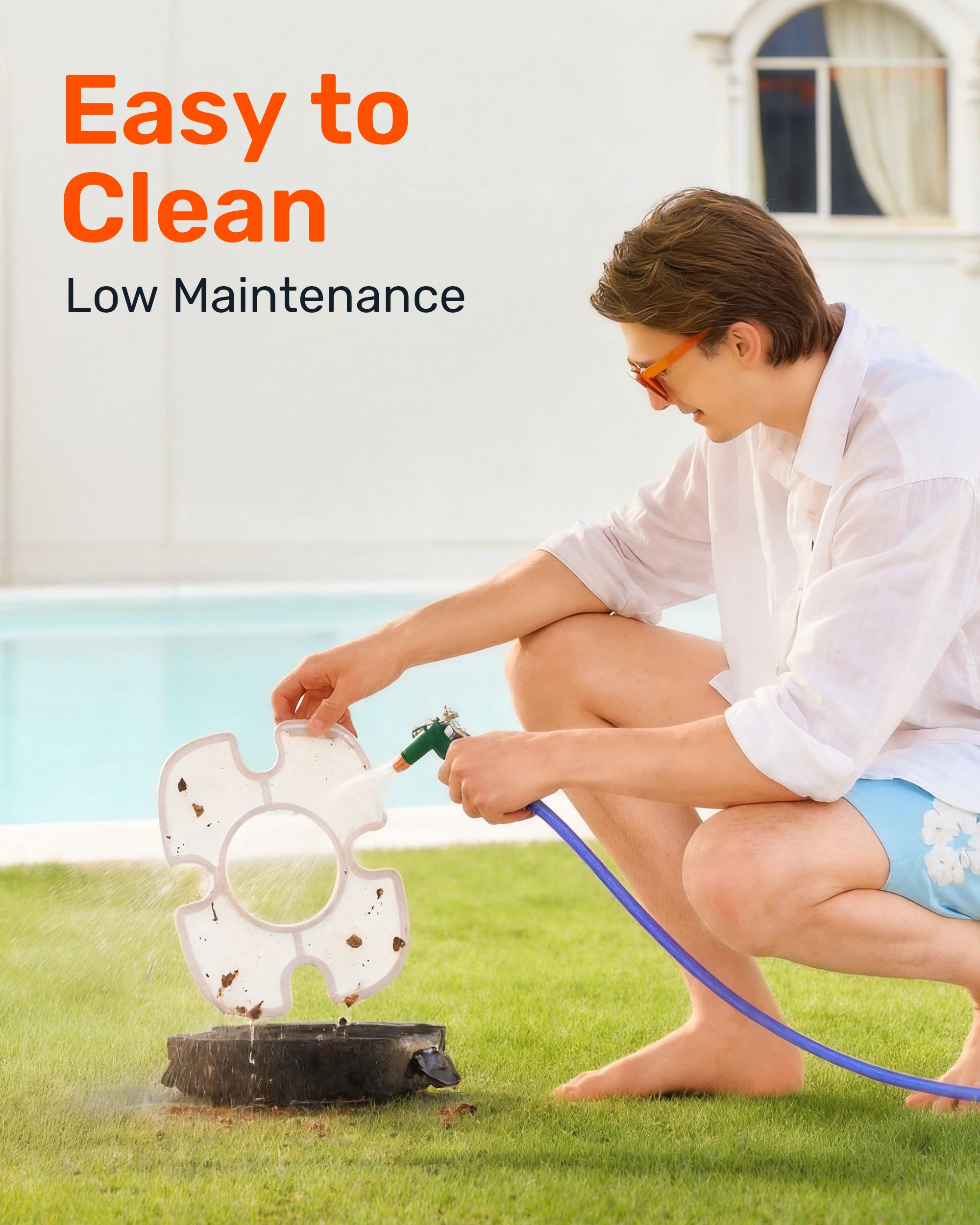 Robot Limpiador de Piscinas Inalámbrico Gosvor, Autoparable, Portátil, Potencia de Succión de 1200-1900 GPH, Ideal para Piscinas Elevadas de hasta 860 pies cuadrados, IPX8
