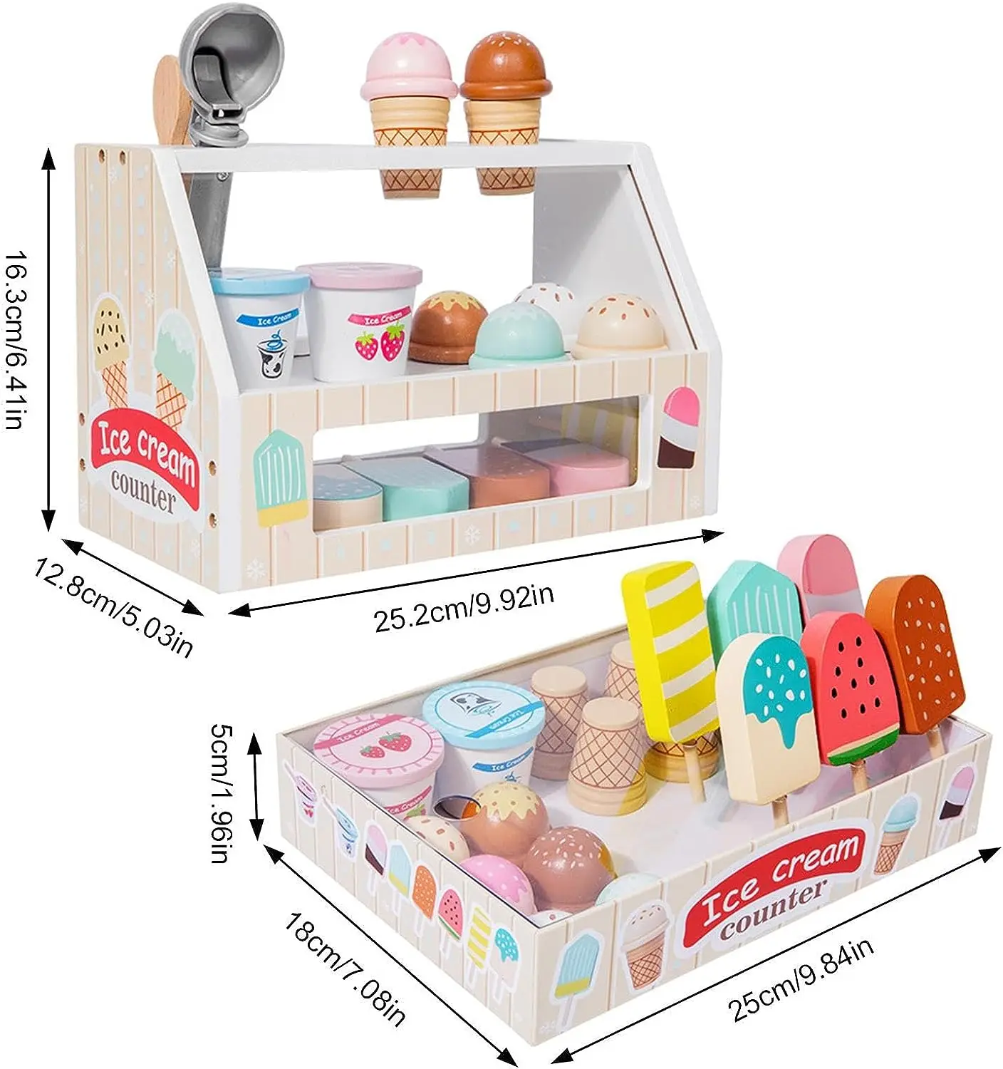 Wooden Ice Cream Pretend Toys Mini Food Children Toys Wedding Party Bakery Dessert Play House Decoration