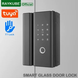 RAYKUBE Fingerprint Glass Door Lock Bluetooth Wifi Support Phone APP 4 Unlock Method For Office Glass And Wooden Door