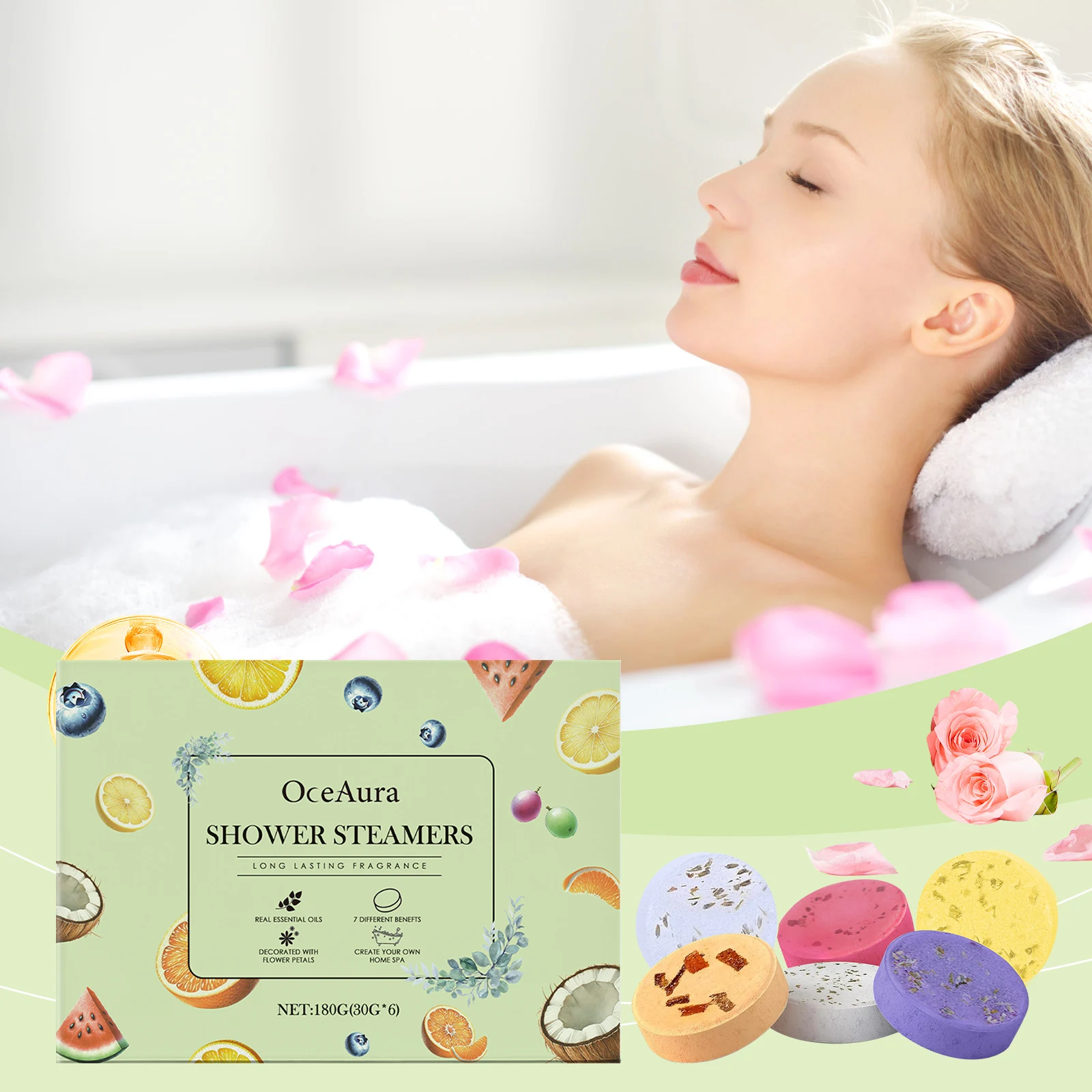 

Oceaura 180g Aromatic Steam Shower Tablets Lasting Citrus Fragrance Soothing Enjoy Bathing Relaxing Aromatherapy Shower Steamers