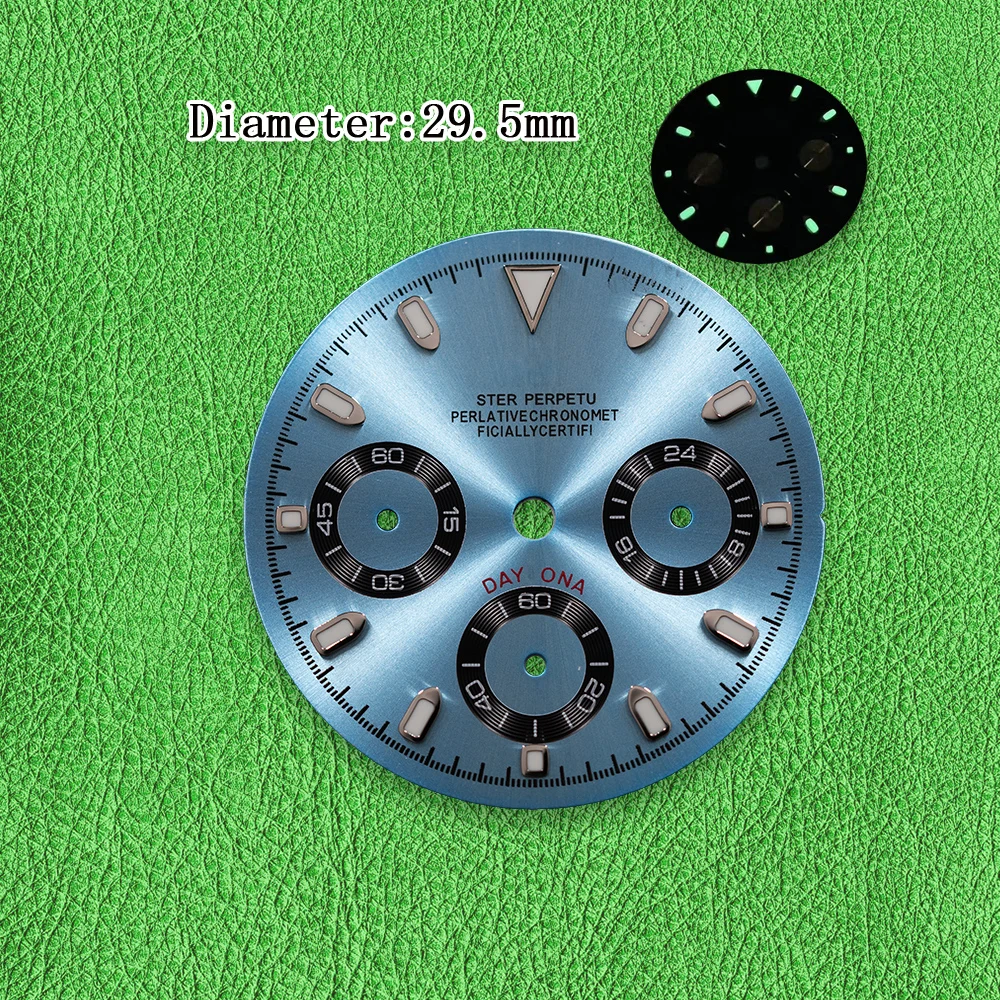 S Dial 29.5mm VK63 Dial Black panda dial rose gold inner circle Fit Vk63 Movement Green Luminous Watch Modification Accessories