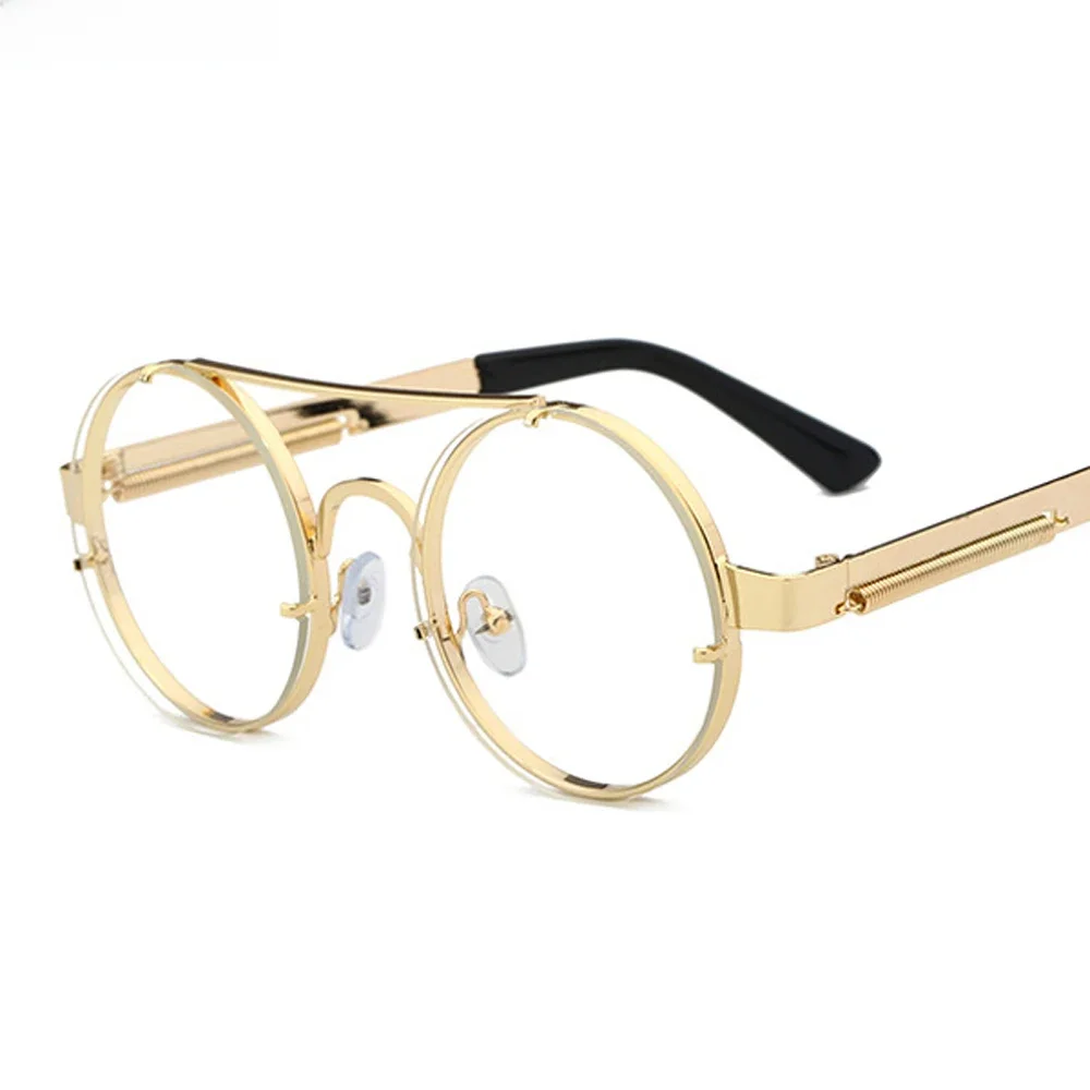 Peekaboo okrągły Oprawki do okularów mężczyźni w stylu vintage złoty 2018 płaskie top w stylu retro okrągła metalowa ramka okulary z przezroczystymi szkłami kobiety rama — zdjęcie 2