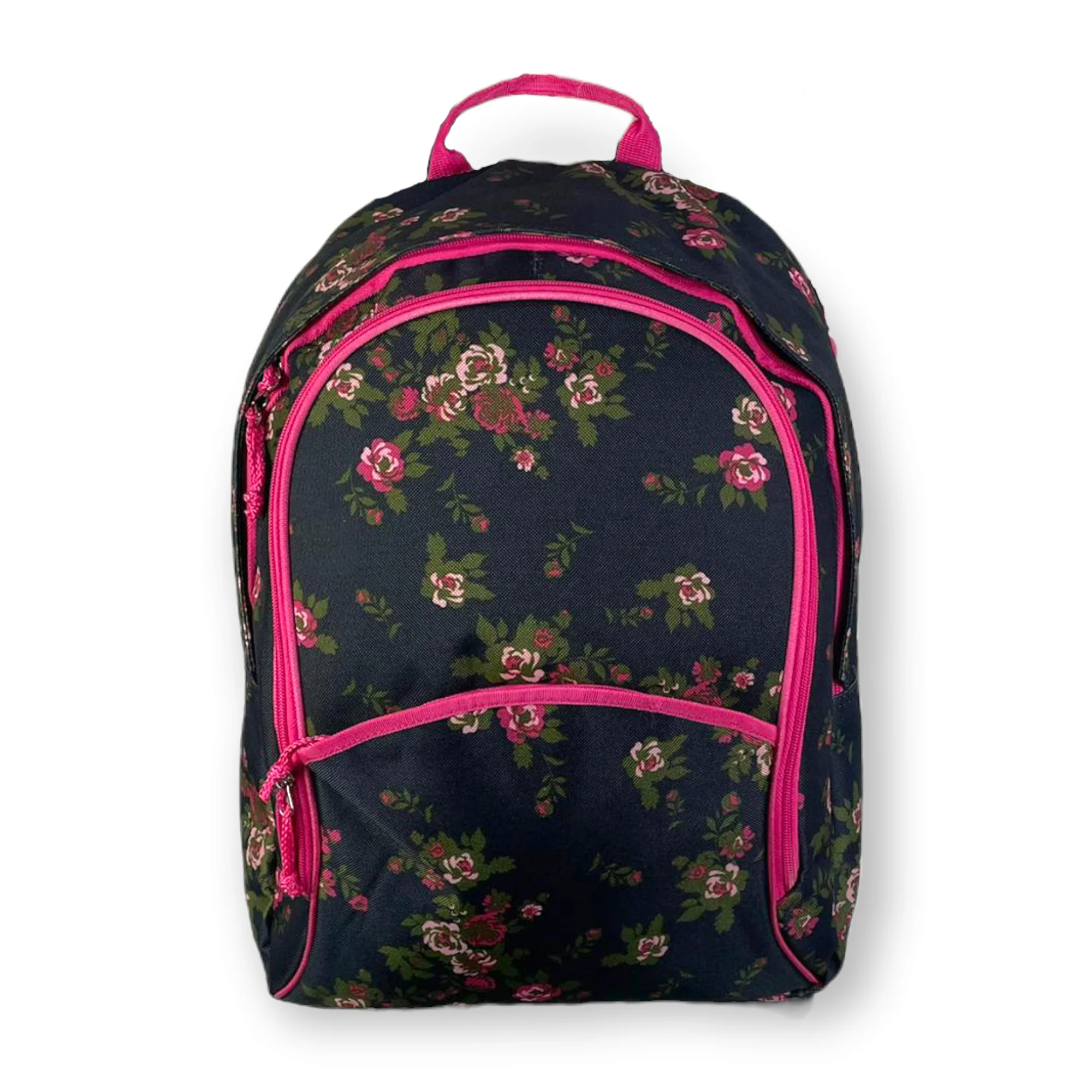 School backpack for teenage girls, ideal for school or high school, with 3 pockets, flower print,