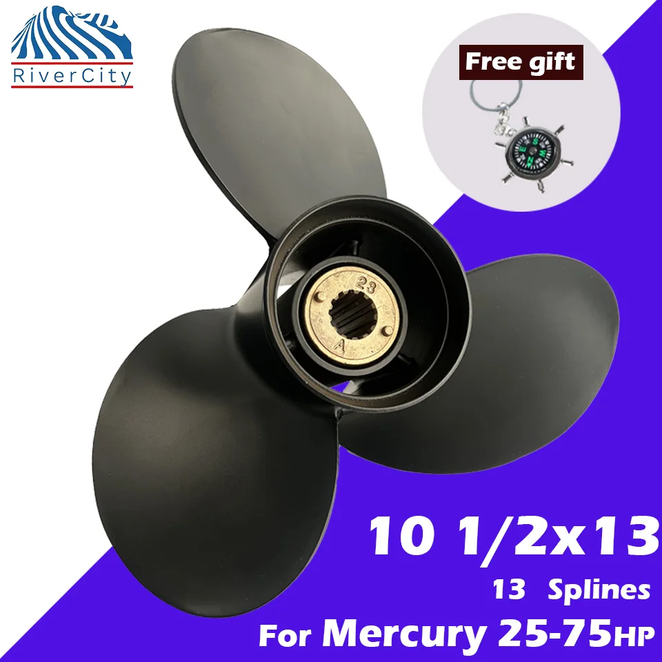 Boat Propeller 10 1/2x13 For Mercury 25hp 30hp 35hp 40hp Outboard Screw Boat Motor Aluminum Alloy Propeller 3 Blade 13 Spline