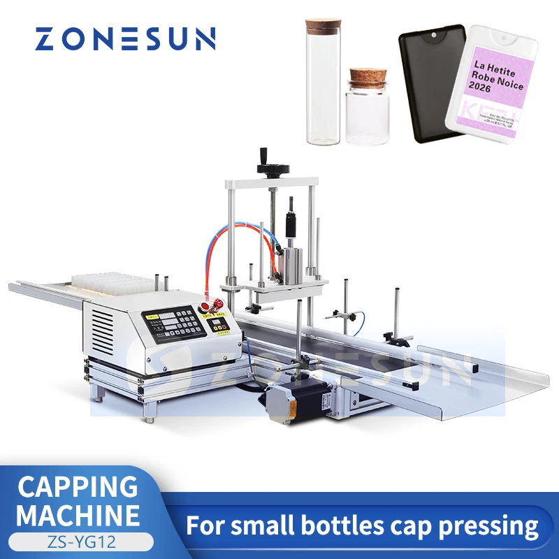 

ZONESUN Automatic Cap Pressing Machine Pocket Perfume Sealer Vial Corking Equipment ZS-YG12