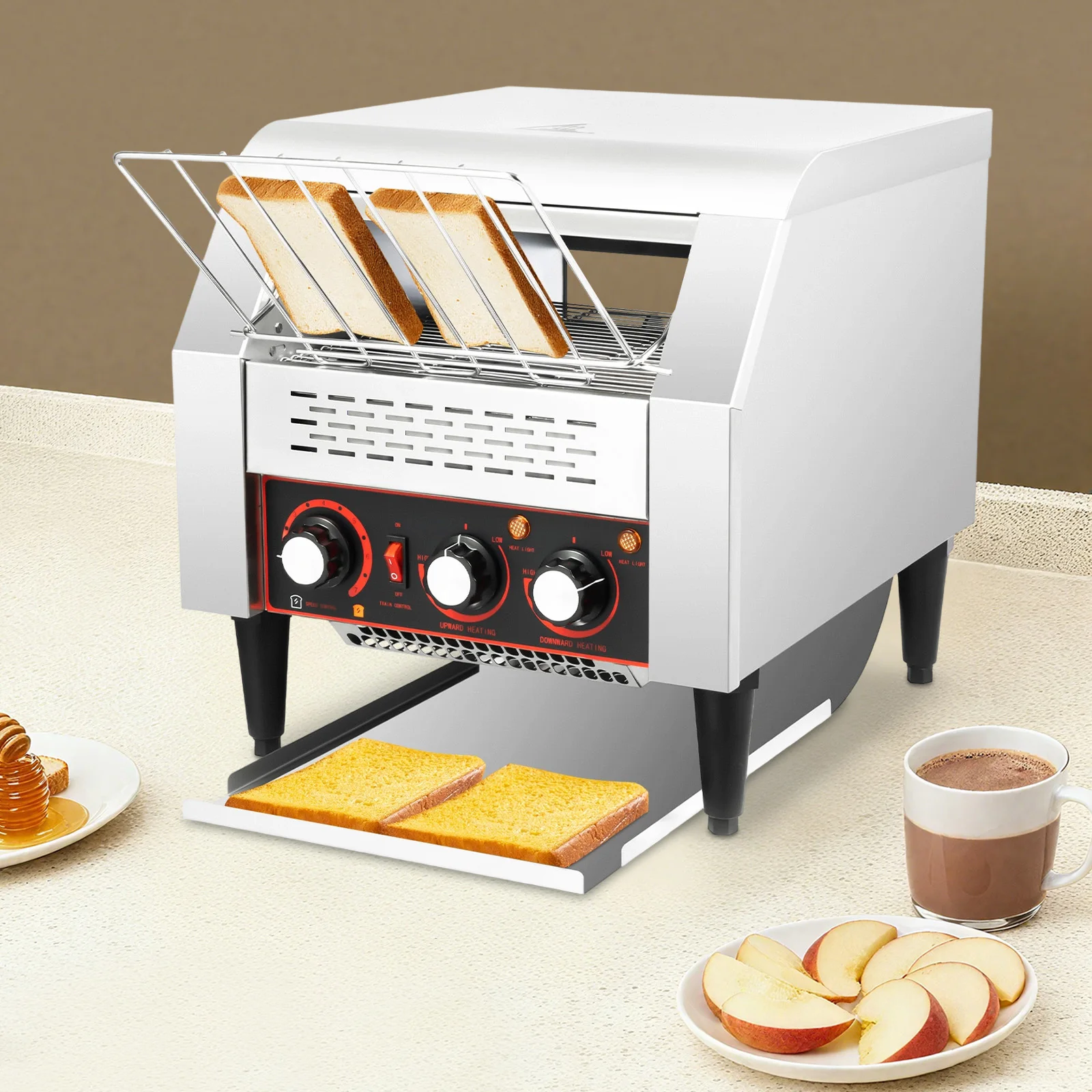 

Коммерческий конвейерный тостер, 2200 Вт, 300 ломтиков/часовой тостер для хлеба из нержавеющей стали с 7-уровневым переносом, тостер с двойным желобом