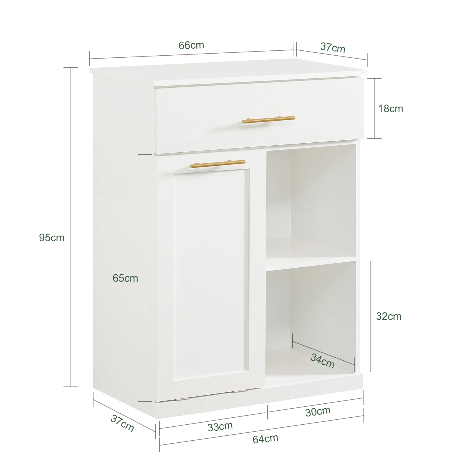 SoBuy BZR66-W Wäscheschrank mit ausklappbarem Badschrank Kommode fürs Bad Wäschesack mit 2 Schubladen und 2 Fächern Wäschesäcken – Detail 1