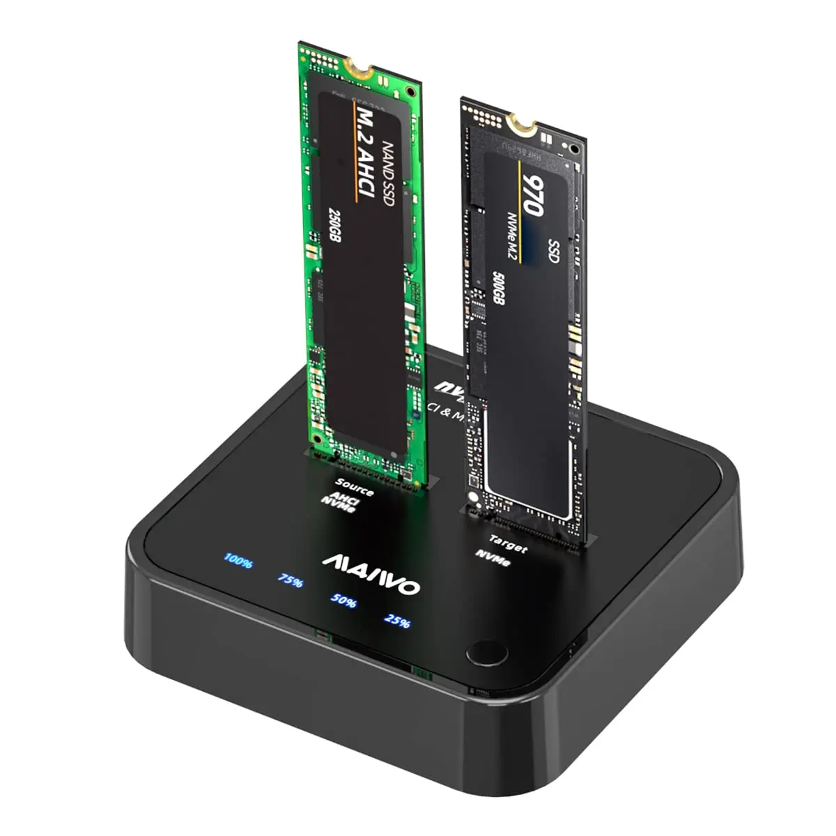 

M.2 NVMe/AHCI Dual Bay Hard Drive Docking Station Duplicator 20Gbps USB C Adapter 2242/2260/2280/22110