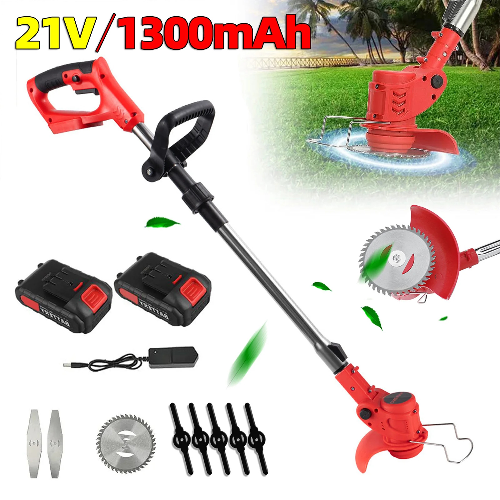 21V Electric Grass Trimmer With Li-ion Battery Lawn mowerful Cup Weeder 18000RPM Cordless baking Machine Garden Tool