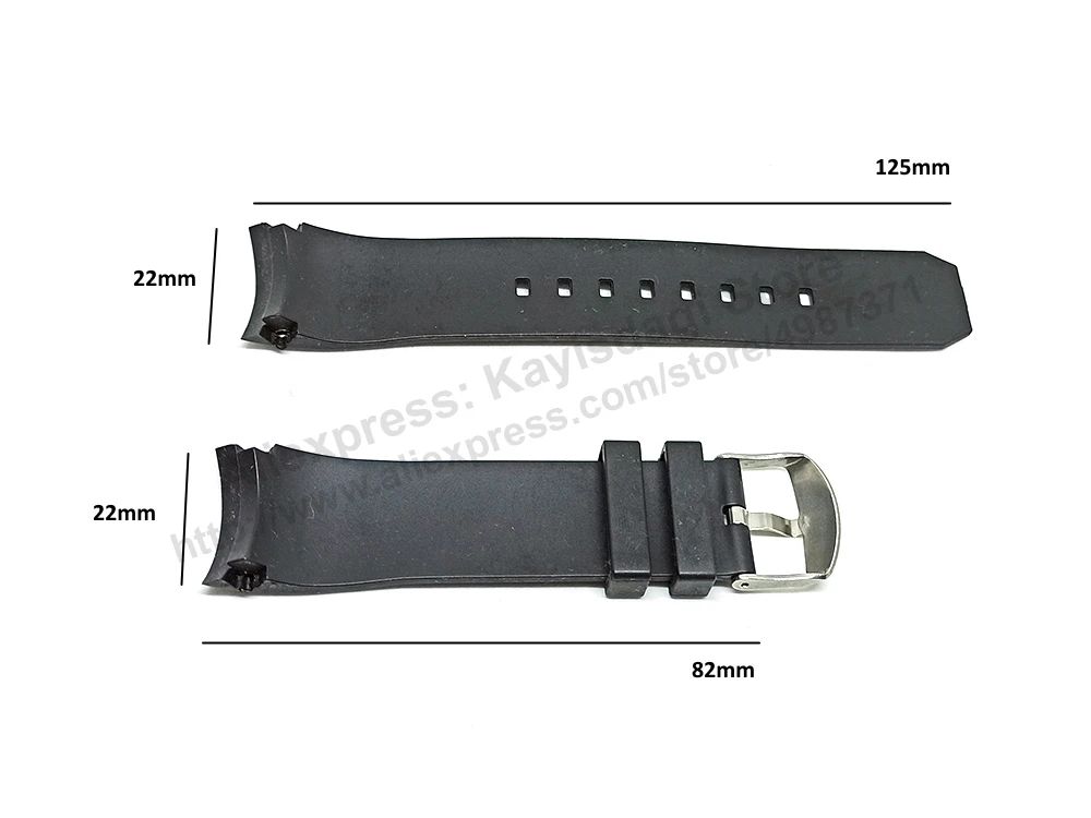 22mm Black Rubber Silicone Replacement Curved end Watch Band Strap - Fits/For Jacob & Co Ghost