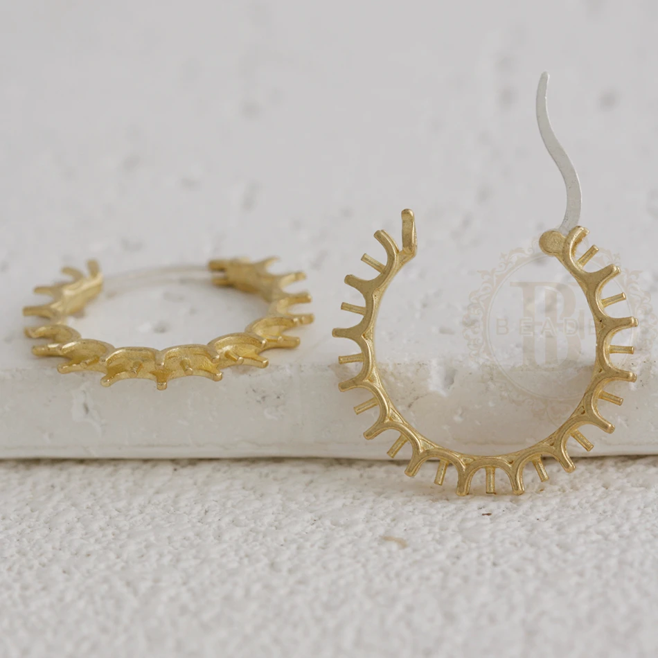 DIY Supply-2 قطعة من عمود القرط النحاسي الصلب مع إعداد ودبوس من الفضة الاسترليني - حلقة 23.5 × 23 مم (4921C-10)