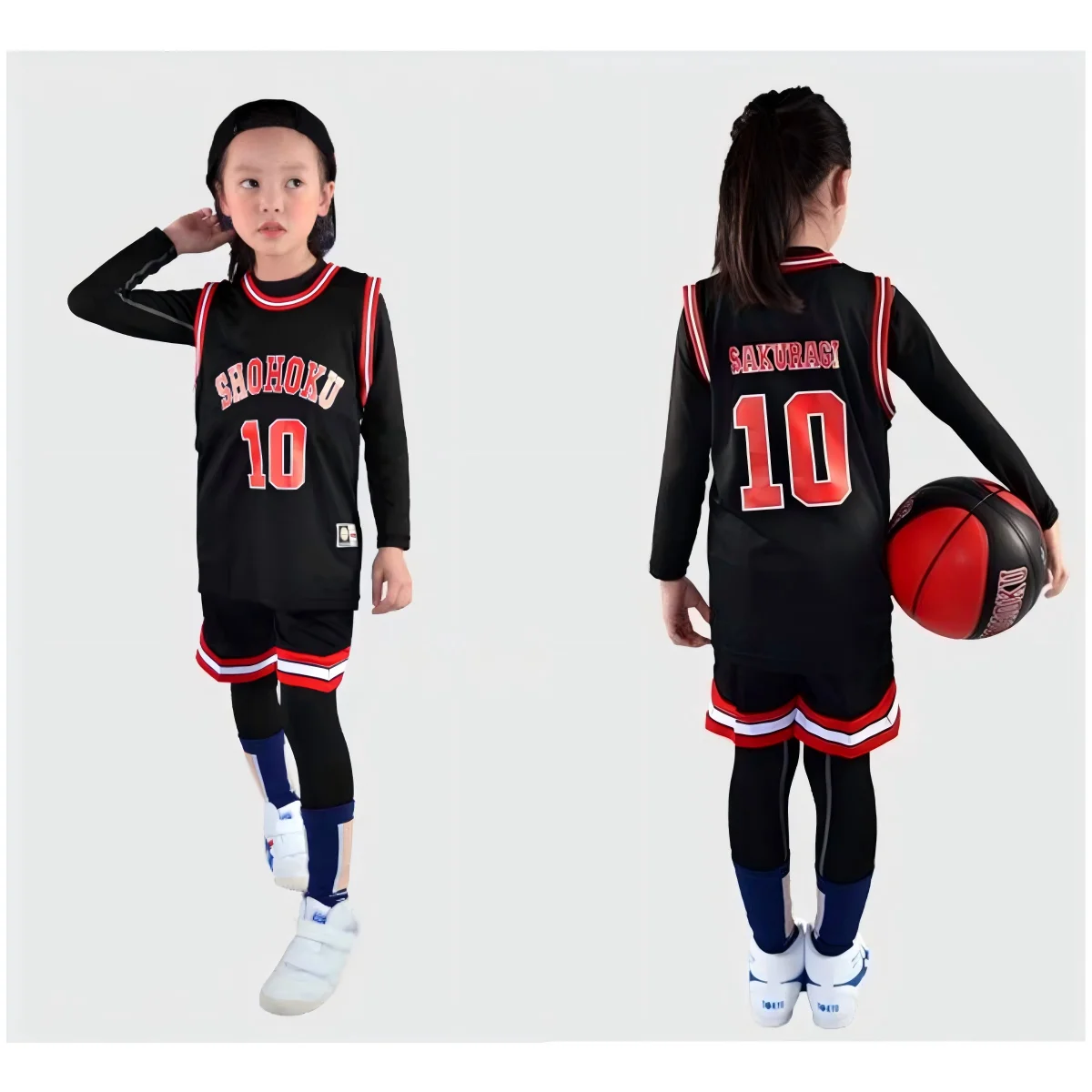 Kids Slam Dunk Black Jersey Suits Anime Shohoku School Basketball Team Sakuragi Rukawa Child Cosplay Costume Sport Wear Sets