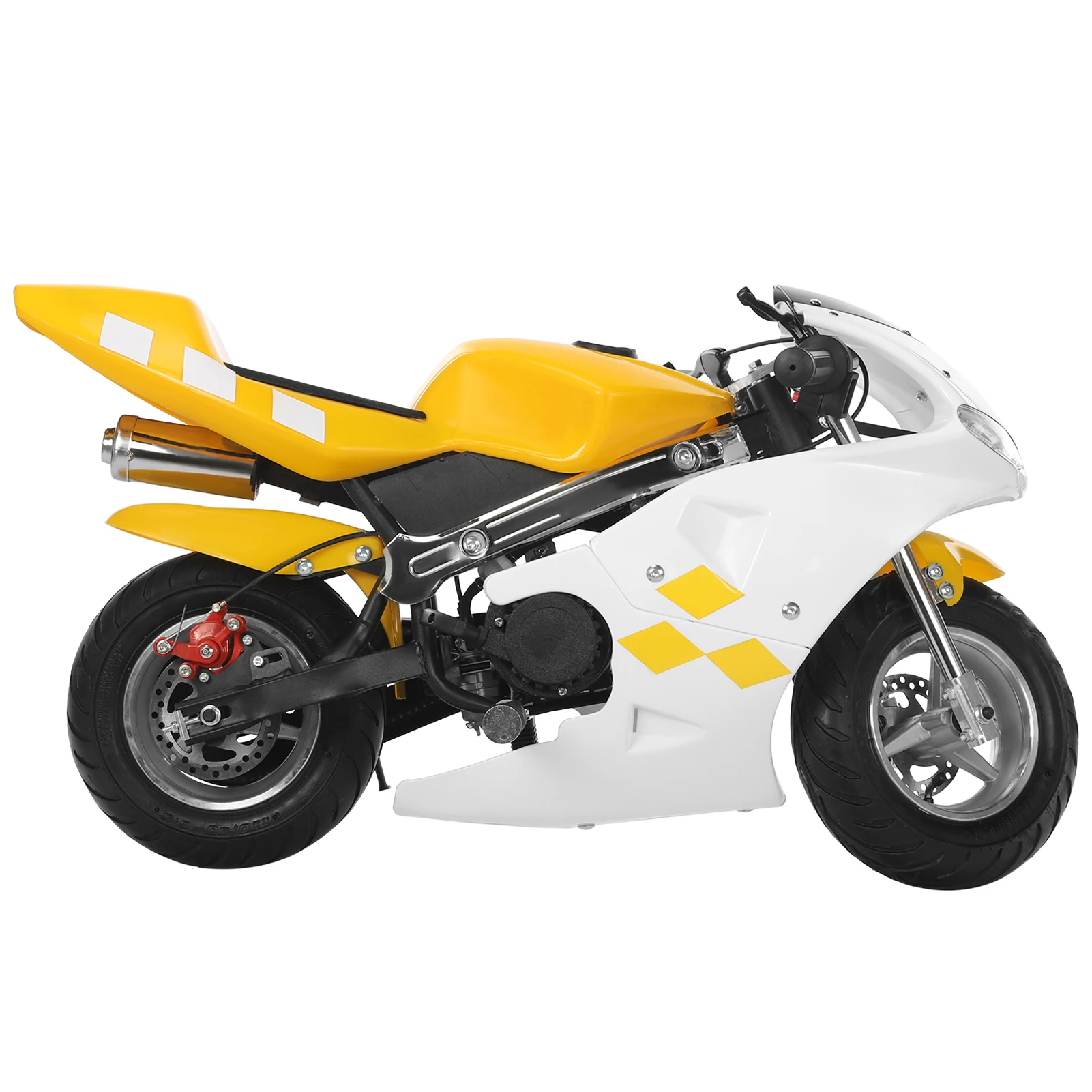 Mini moto pour enfants, vélo à gaz 2 temps 49CC D343, moto de poche 62, haute luminosité, lumières de sauna pour touristes