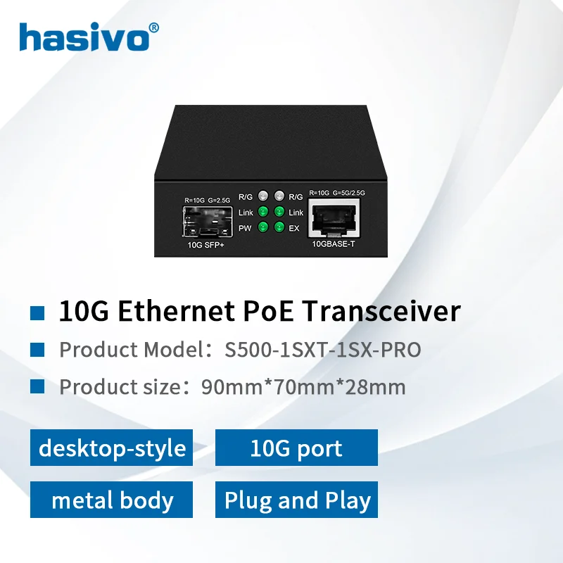1G 2.5G 5G 10G Fiber Optic Media Converter 3/20 Gigabit Ethernet Converter RJ45 Single Fiber TX RX SC Port with Power Supply