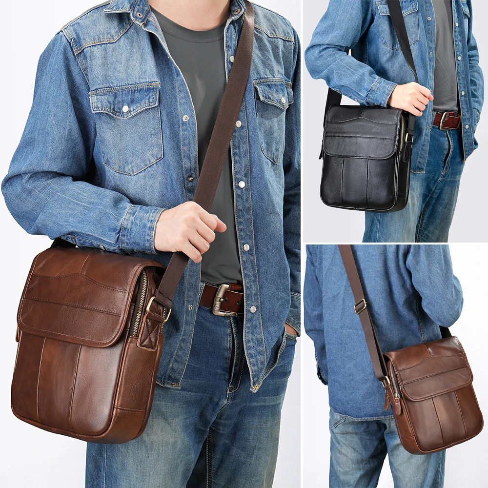 WESTAL Genuine Leather Men\'s Bag Crossbody Bags Retro Man Messenger Bag Male Fashion Shoulder Strap Handbags For Husband 1121