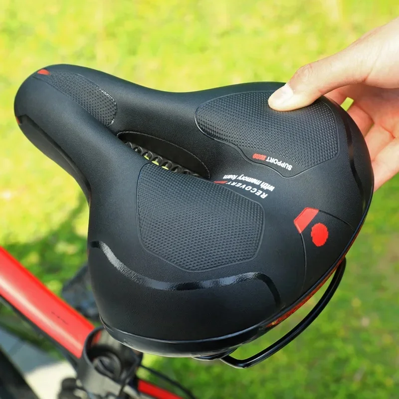 AliExpress Reflective Shock Absorbing Hollow Bike Saddle Breathable Rainproof Cycling Wide Bicycle Seat Road