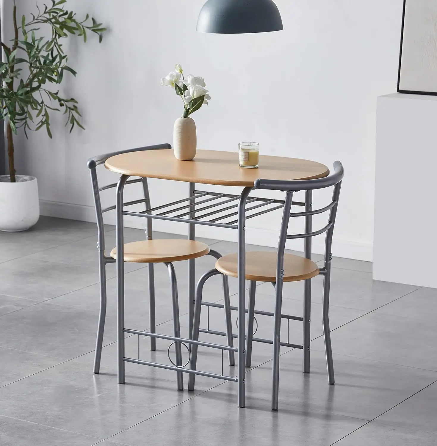 mcc direct Dining Table and Chairs Set Metal Wood Effect Kitchen Table Dining Chairs Barley