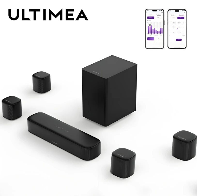 

ULTIMEA Aura S4T 7.1 Виртуальный саундбар с объемным звучанием, 2 задними динамиками, улучшенными басами и регулируемыми уровнями объемного вокала