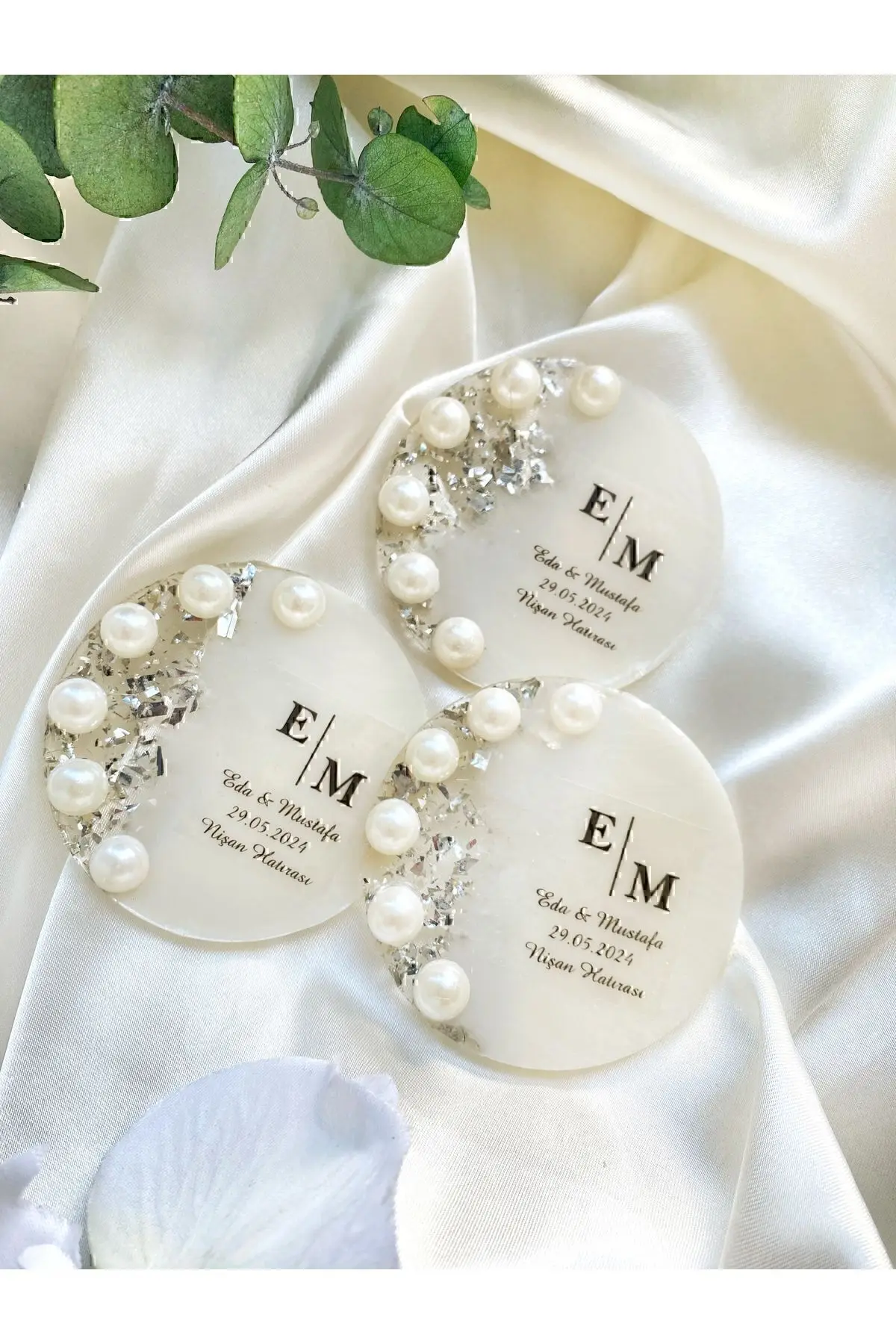 Pearl Silver Epoxy Magnet Word, Engagement, Wedding, Wedding, Henka Gift Organization-15