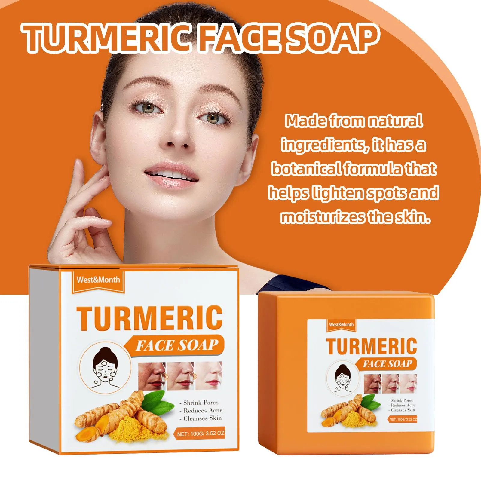 Turmeric Soap Bar Deep Cleaning Moisturizing Skin Lightening Non-sticky Hand Made Tender Skin Care Beauty Brightening Face Soap