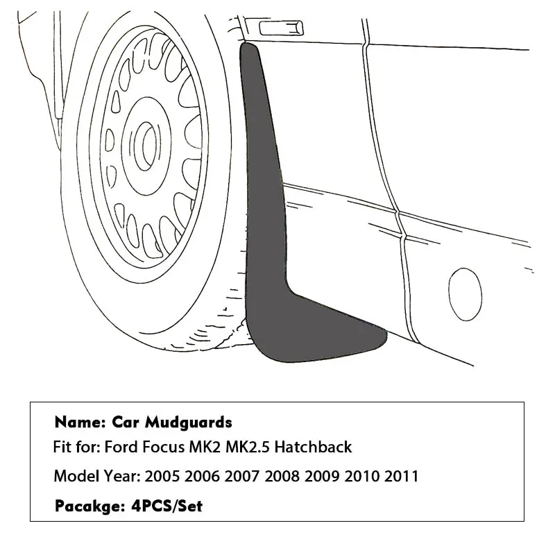 For Ford Focus MK2 MK2.5 Hatchback 2005 2006 2007 2008 2009 2010 2011 Tire Fender Mud Flap Guard  Car Mudflaps Splash Guards
