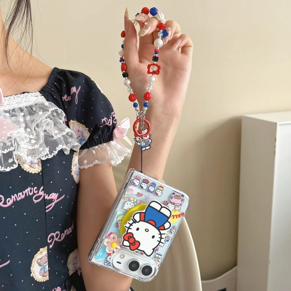 New Korean Ins Cute Cartoon Kitten Protective Case for Apple iPhone Duo Cases with Magsafe Holder Sweet Anti‑Fall Protective Set