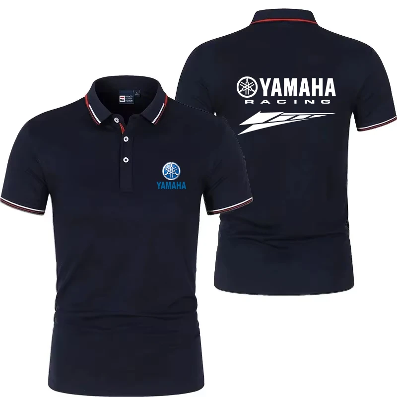 Yamaha Racing Men's High Collar Polo Shirt Summer Breathable Quick Dry Comfortable Motorcycle Riding Suitable Clothing