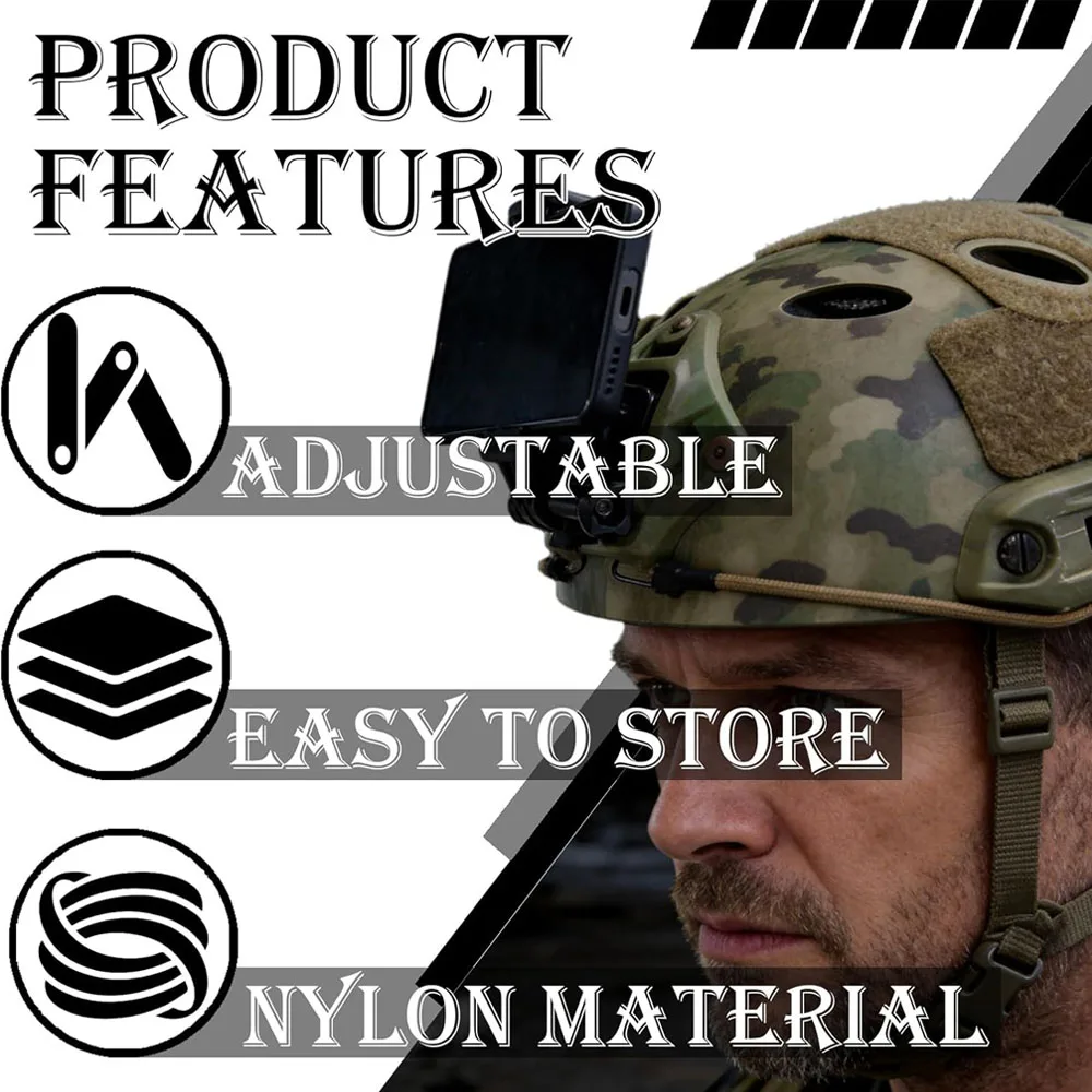 Tactical Helmet Phone Mount Adapter, Modular Camera Bracket Conversion Kit Universal Smartphone Holder for Action Camera Travel