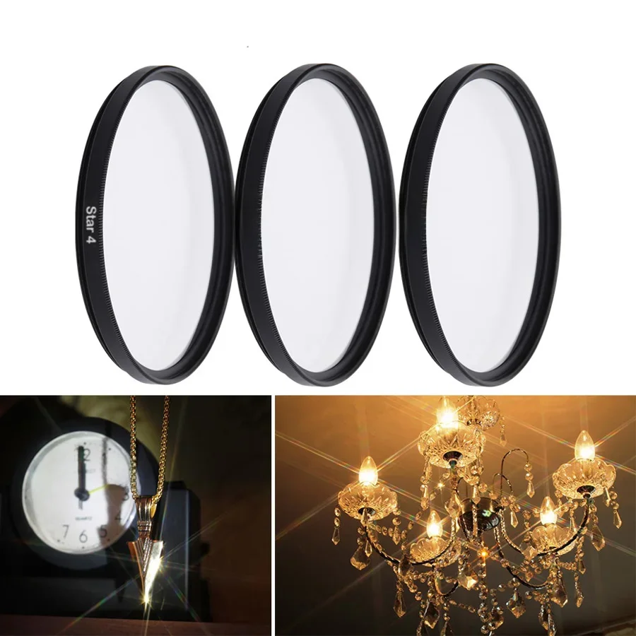 Filtre étoile pour objectif d'appareil photo, lumière étoile, adapté pour objectif IL, Nikon, Sony, Pentax, Olympus, Fujifilm, Tamron, Sigma, 37 ~ 82mm, 4, 6, 8 points