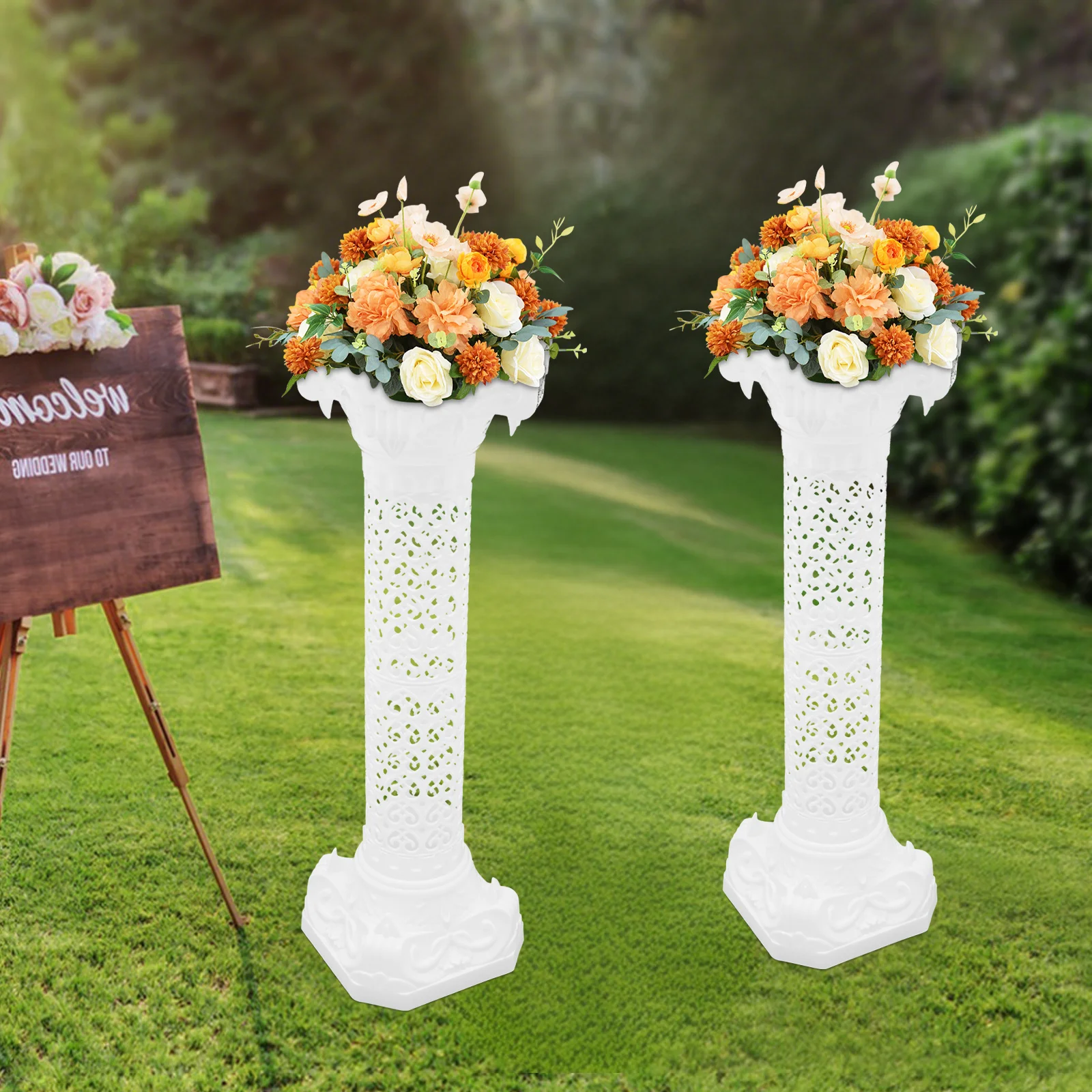 

Римские колонны-столбы, 2 шт., свадебные скульптурные колонны в римском стиле, белые пластиковые декоративные колонны для свадебных торжеств и домашнего декора