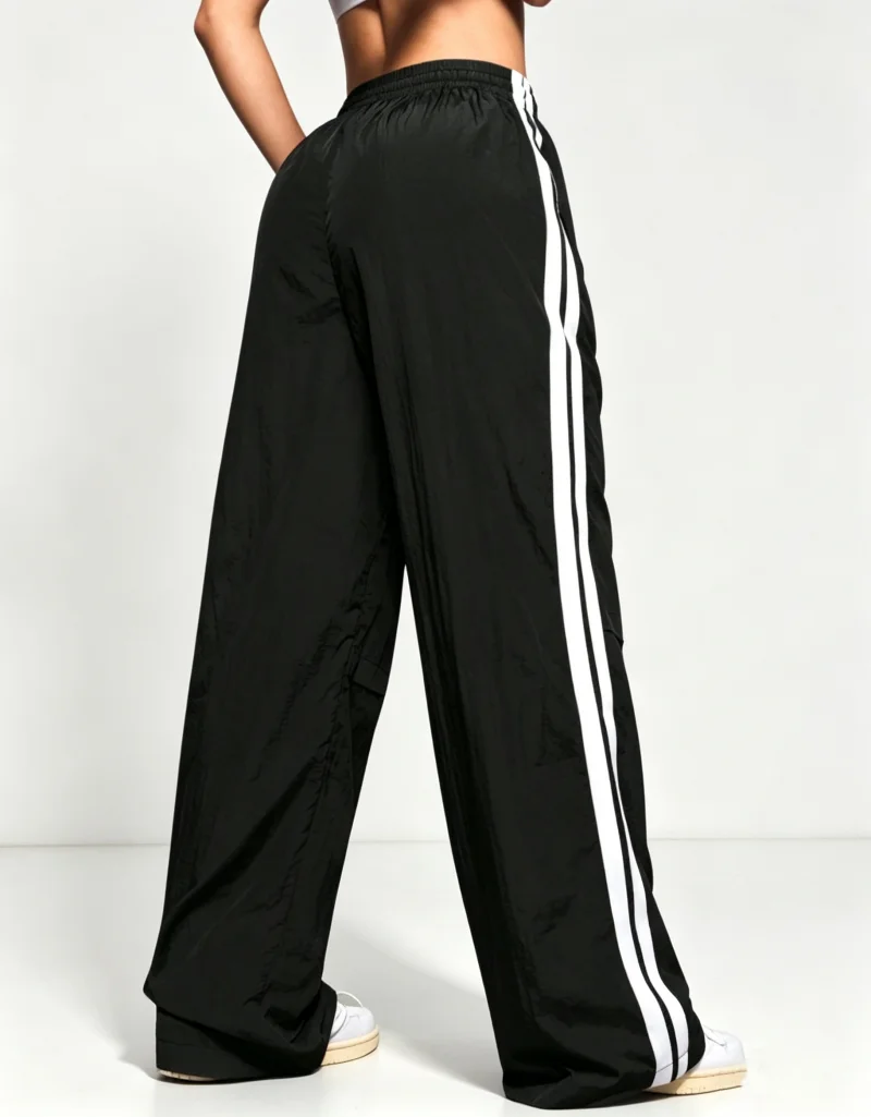 Women High Waist Wide Leg Pants Side Stripe Casual Trousers Loose Fit Streetwear Jogger Pants Breathable Workwear Daily Wear