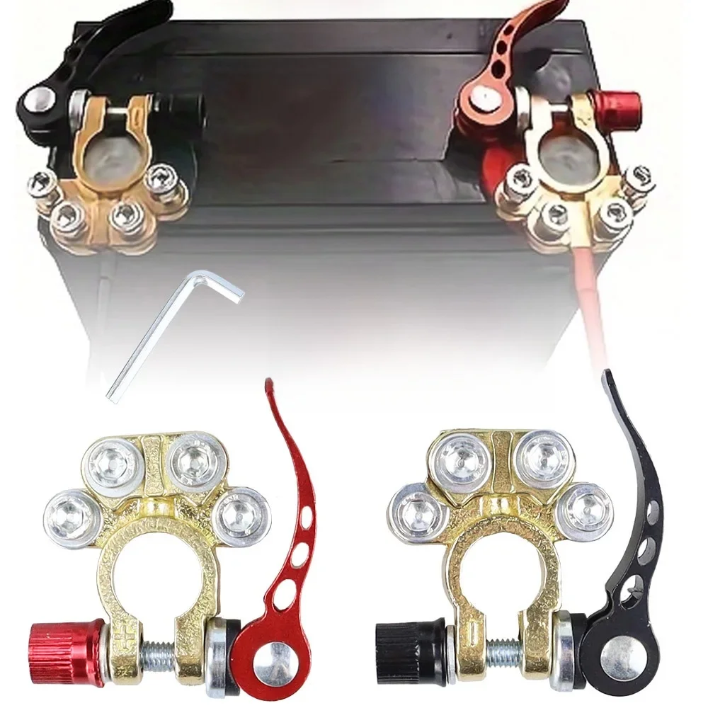 2 Stuks Auto Batterij Terminal Connectors Quick Release Disconnect 12V 24V Positieve Negatieve Batterij Kabel Uiteinden voor SAE/JIS Type Auto - afbeelding 2
