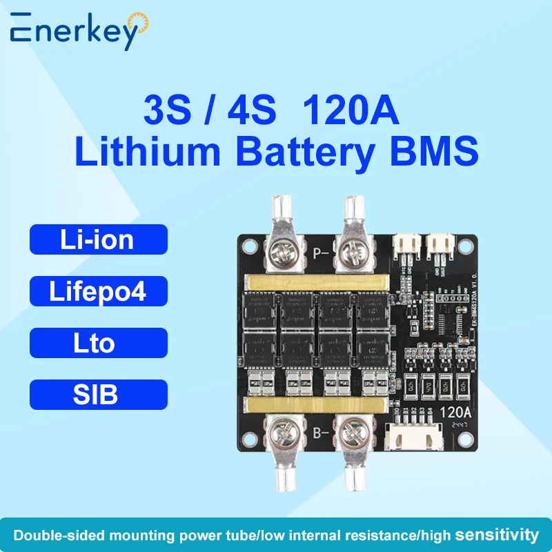 Enerkey Hardware BMS 3S 4S 120A For Li-ion Lifepo4 Lto SIB Battery Protection Board Energy Storage BMS With Balance