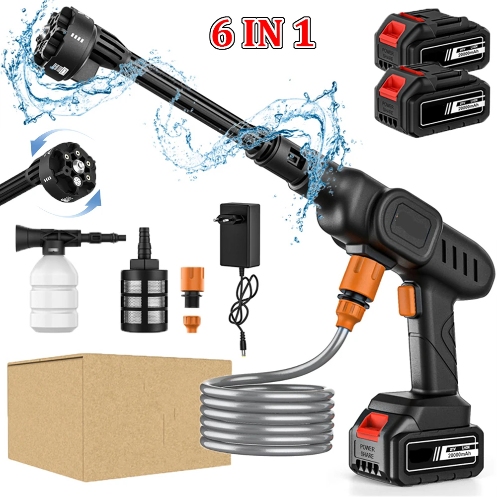 Makita – pistolet à eau haute pression 6 en 1, 60 bars, 20000mAh, pour nettoyage du jardin et de la maison, Machine à laver, batterie 21V
