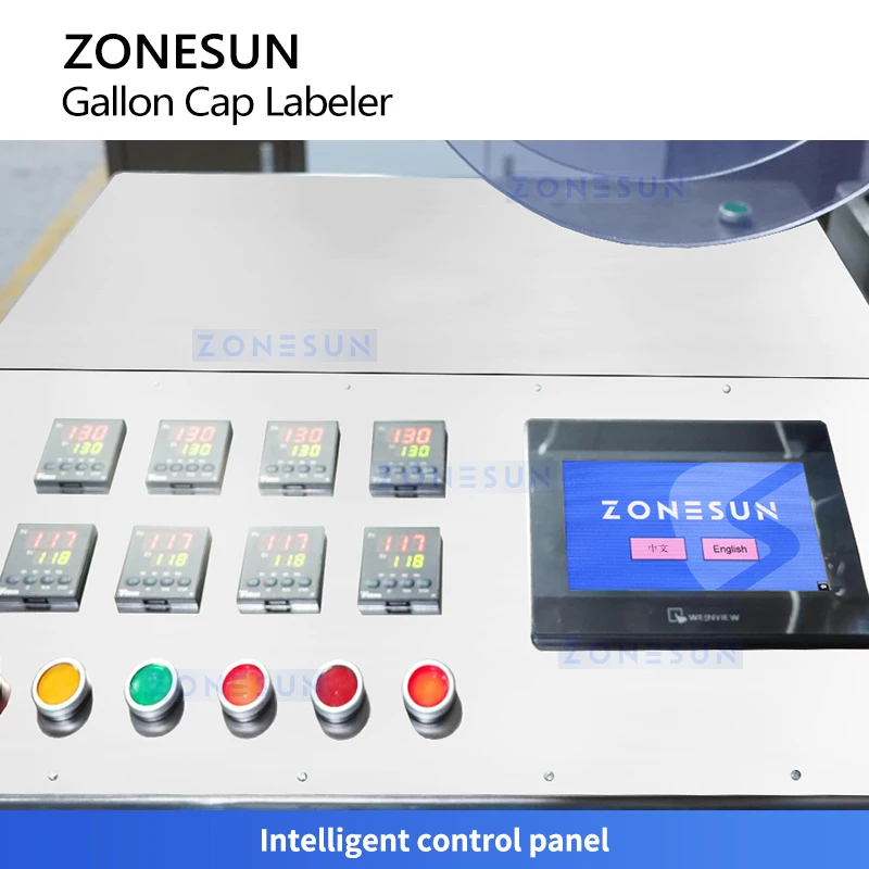 ZONESUN ZS-TB5C Etichettatrice automatica per tappi di bottiglia da galloni per soluzione etichettatrice per coperchi per acqua minerale