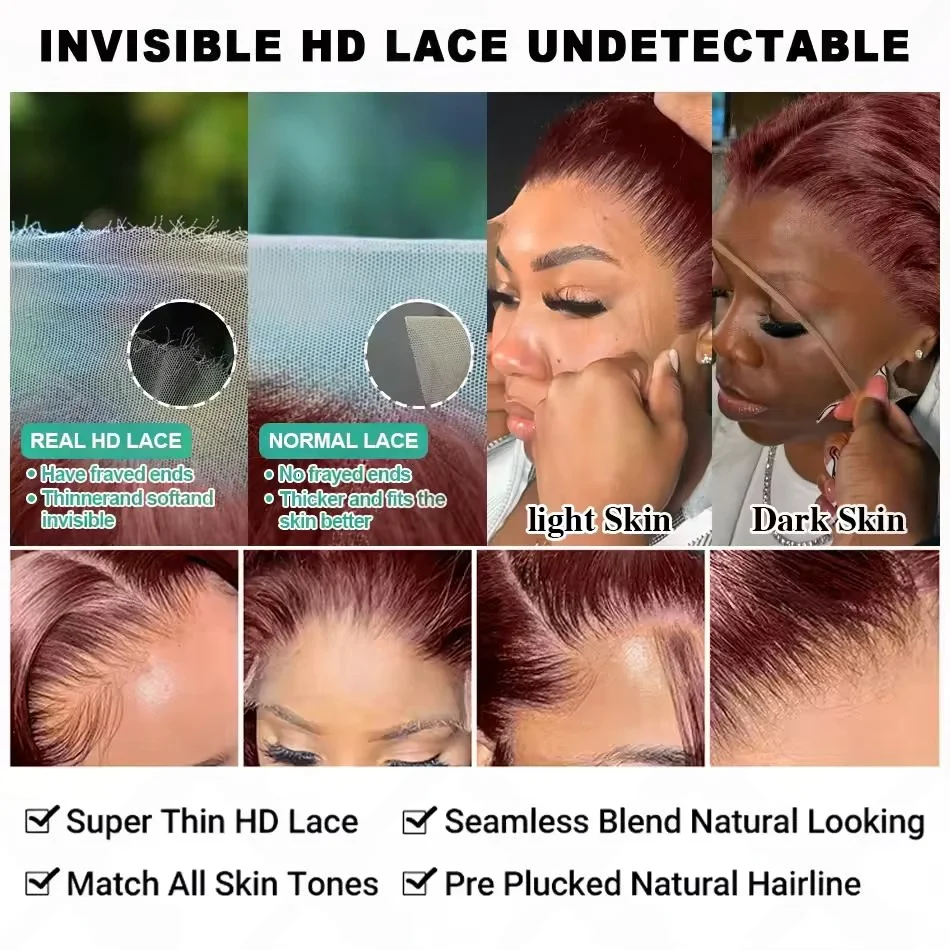 Mossily 250 Density Reddish Brown Body Wave 13x4 HD Lace Frontal Human Hair Wig Water Wave Pre Plucked 13x6 Lace Frontal Wigs image 5