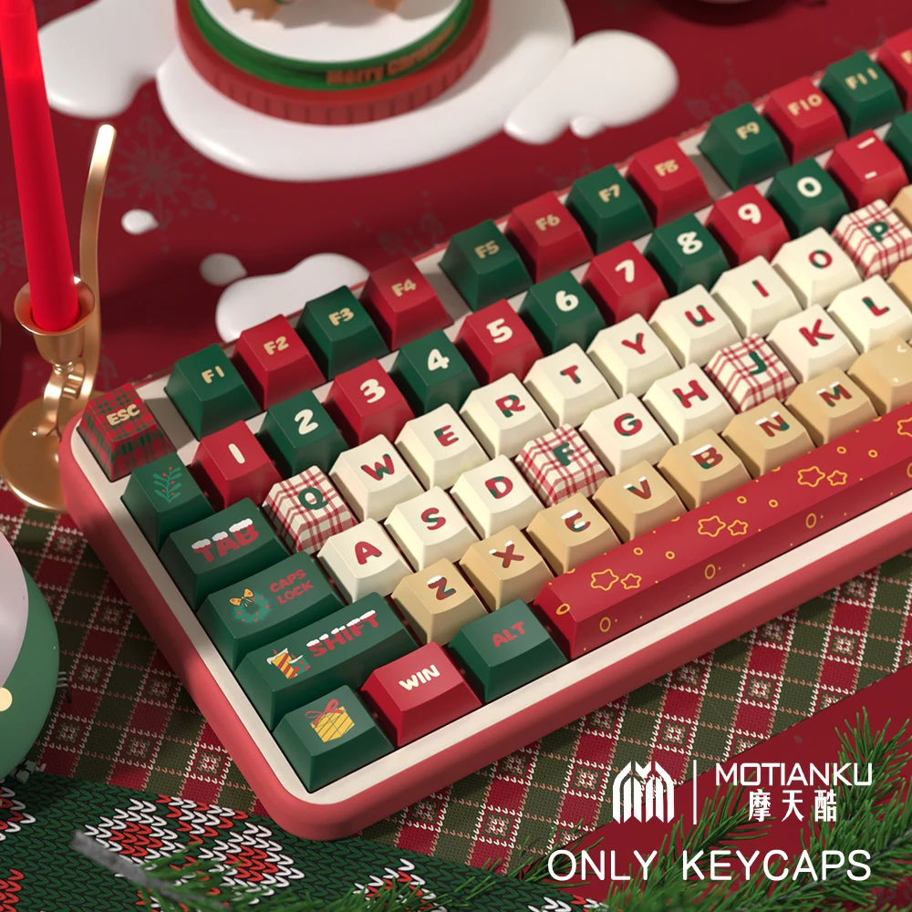 

1385/158 key PBT material thermal vaporization process keycaps, as a Christmas gift, with two height options of Cherry/MDA