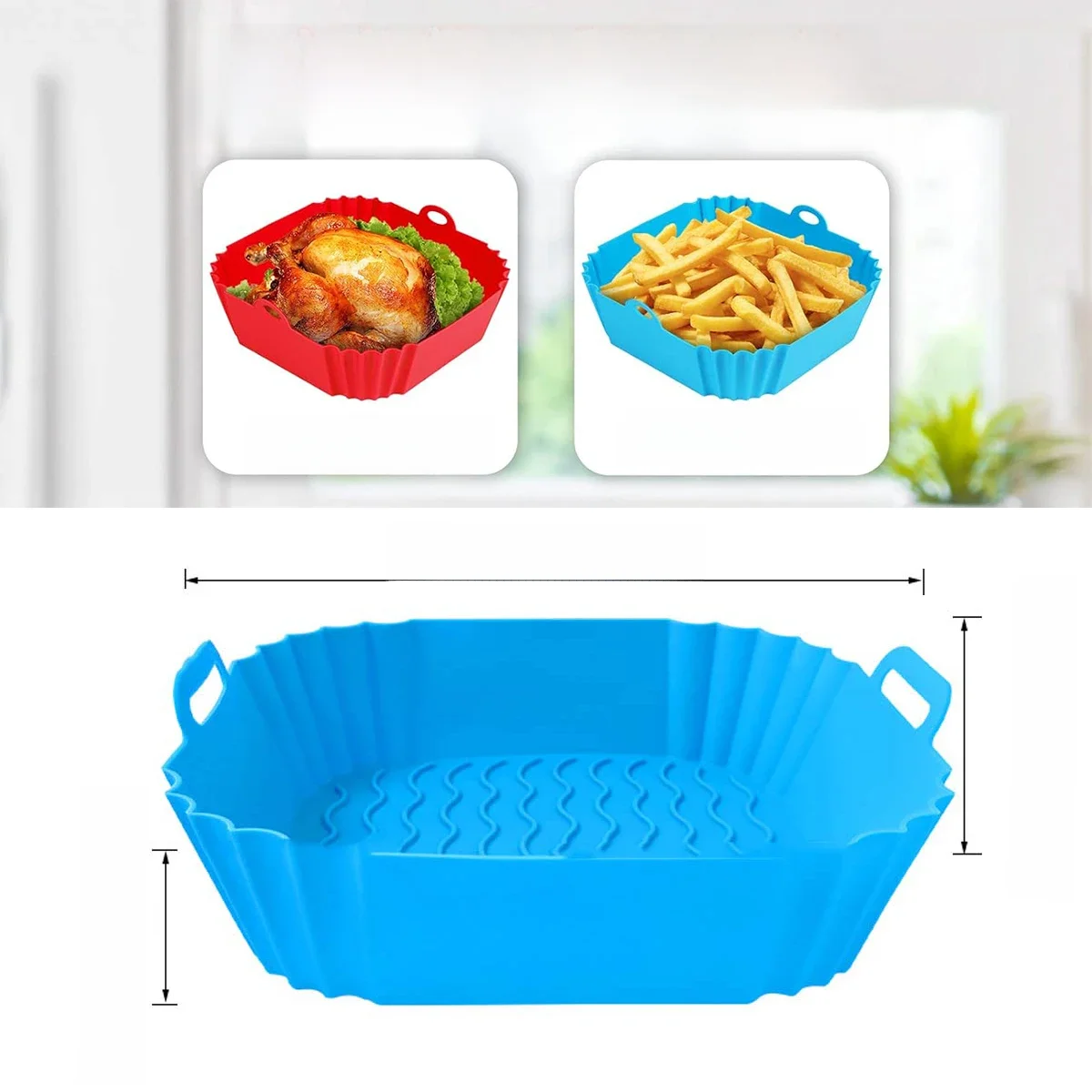 Silicone Air Fryer Liners Pot,Airfryer Cesta Cozinhar Gadgets, Bandeja de cozimento reutilizável,
