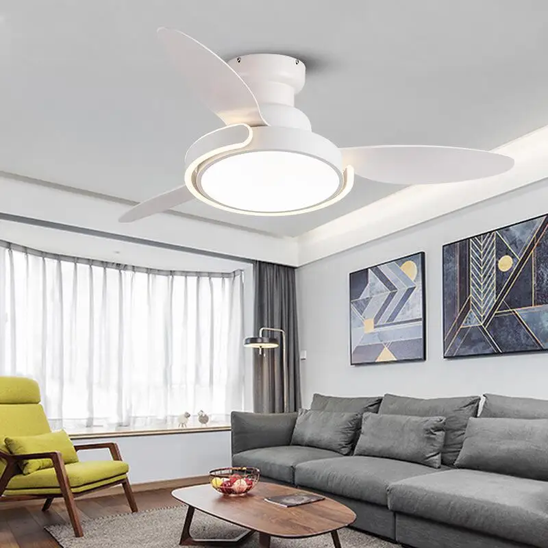 Modern Simple Fan Light 42 52 Inch Frequency Conversion Nordic Ceiling Fan Light Restaurant Creative Ceiling Low Floor Fan Light