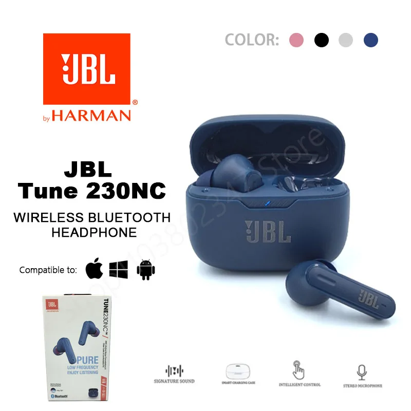 Original JBL Tune 230NC TWS Wireless Bluetooth Headphones T230NC Sports Game Music Headset Subwoofer Earphone HK edition