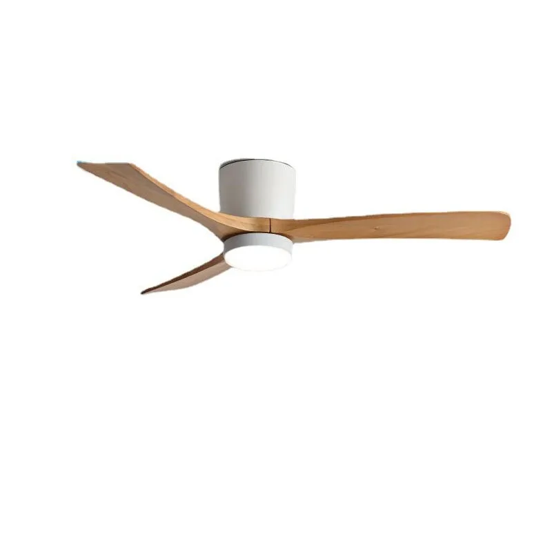 Low Floor Ceiling Fans 36 42 48 56 Inches Remote Control Fans Lamp Design Ceiling Fan With Light Wood+White DC Motor Led Fans