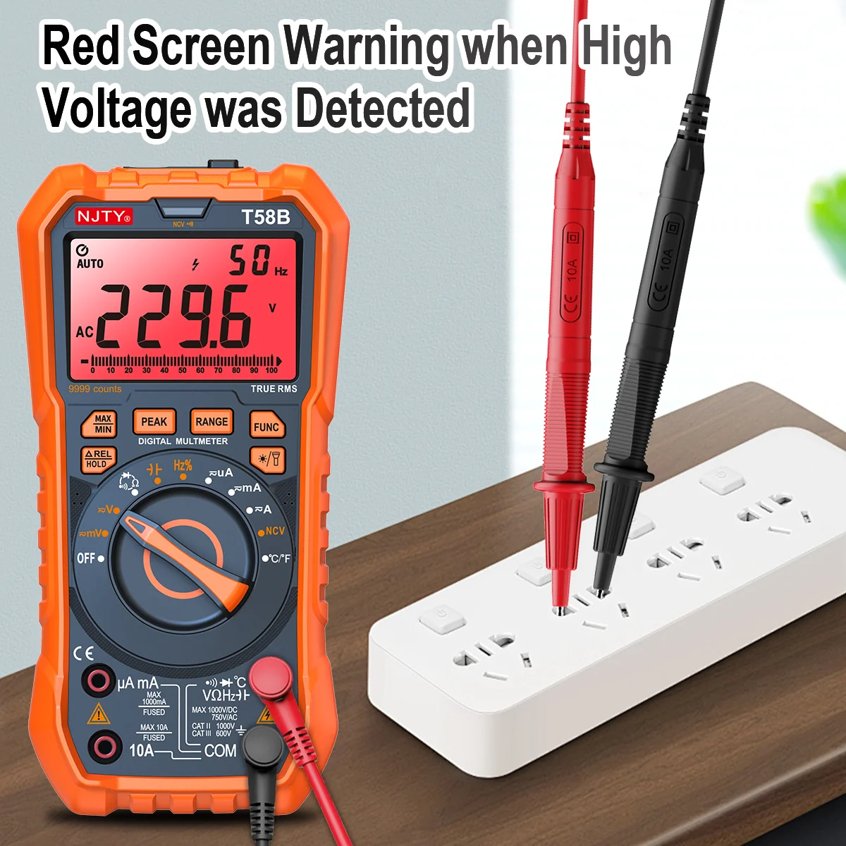 NJTY T58B T58C Digitalmultimeter 9999 Zählungen Auto Range LED-Blinkbuchse AC/DC Spannung Strom Induktivität Kapazität HZ TEMP – Detail 8