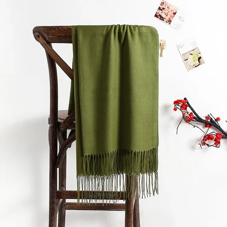Lenço de Caxemira Monocromático para Mulheres, 180x70cm, Lady Shawl, Wrap, Outono, Inverno Pashmina,