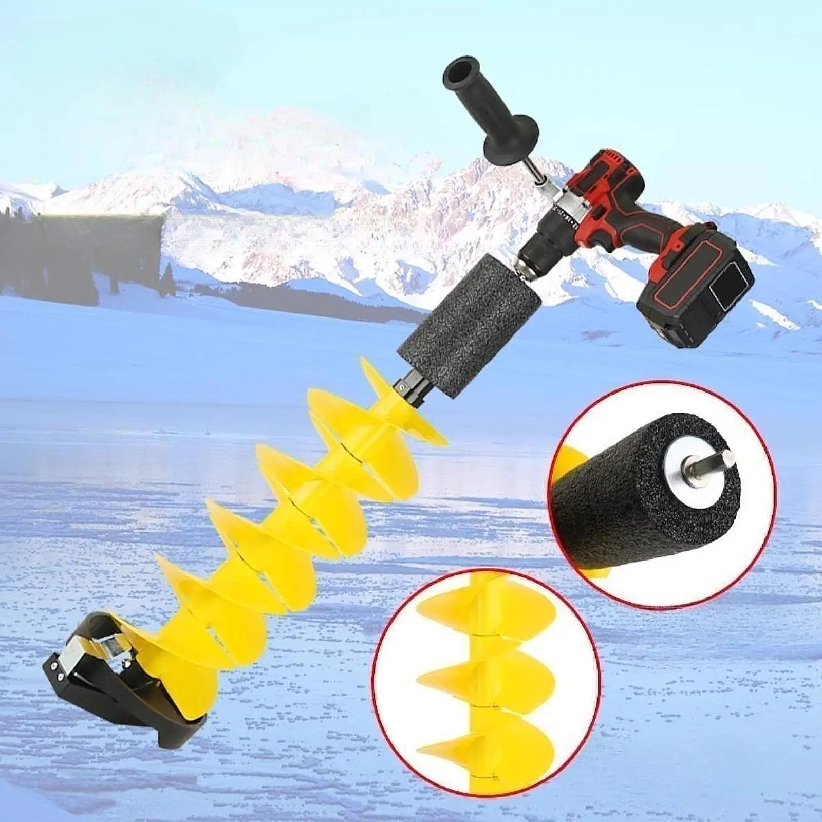 Ice Drill Auger Portable Aluminum Alloy Ice Fishing Burrowing 6 Inches Ice Fishing Drill for Sea Fishing Outdoor Supplies Winter