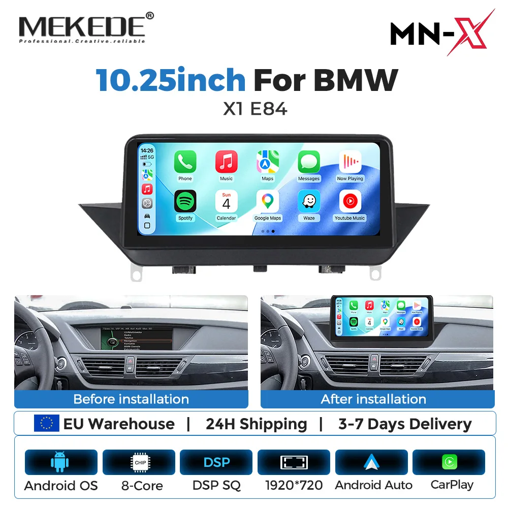 MEKEDE 128GB Android 14 Wireless CarPlay per BMW X1 E84 2009 - 2015 Lettore Multimediale per Auto DSP Android Auto GPS 8 Core Autoradio