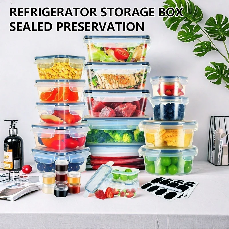 

48-Piece Meal Box Set, Transparent Sealed Food Storage Containers, Kitchen Organizer, Food-Grade Plastic Storage Boxes