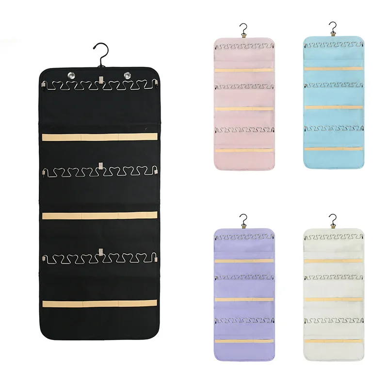 

Sided Jewelry Holder Anti Tangle Jewelry Roll Organizer for Door Wall Closet Hanging Storage Bag for Earrings Rings Necklaces