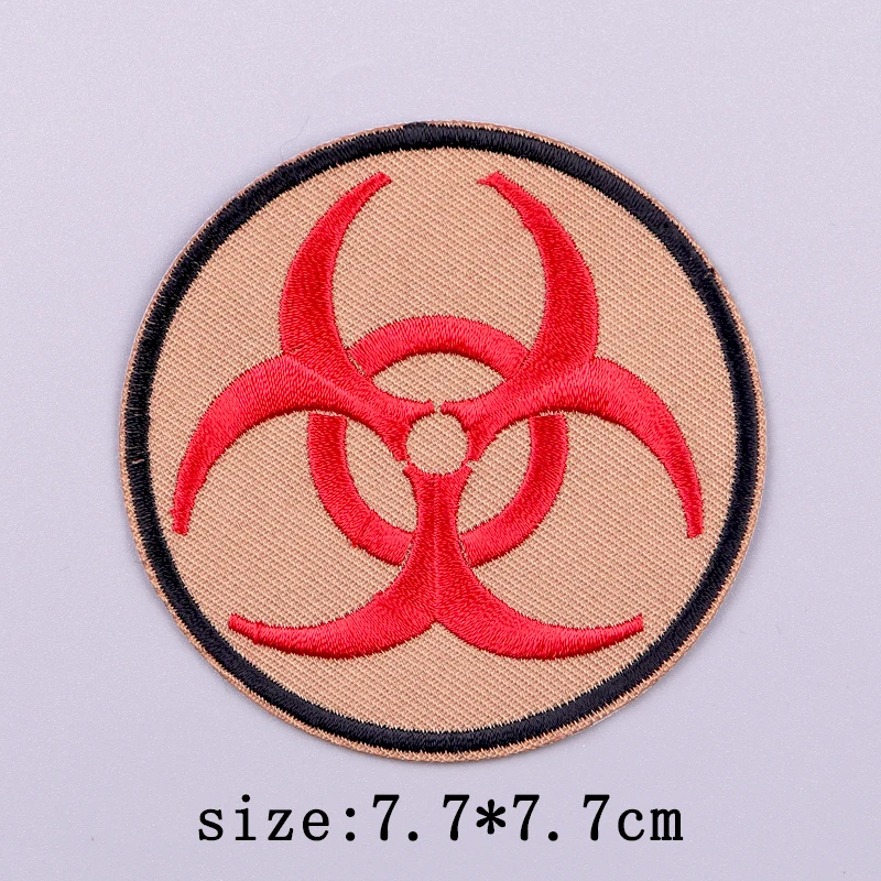 Nuclear Patch Iron On Patches On Clothes Punk Skull Embroidered Patches For Clothing Badges Hook Loop Patch For Clothes Stickers